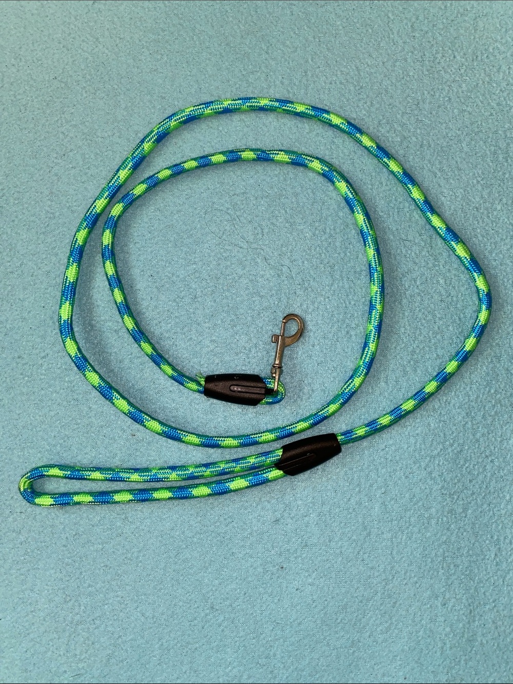 DOG LEASH braided neon green blue with metal swivel clip 60 inch size OSFA